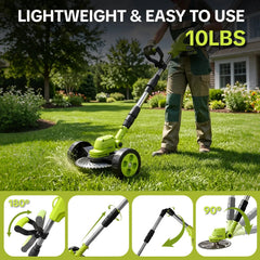 3-in-1 Cordless Lawn Mower with 2×21V Batteries, German Quality Lightweight Grass Trimmer & Edger for Small to Medium Gardens