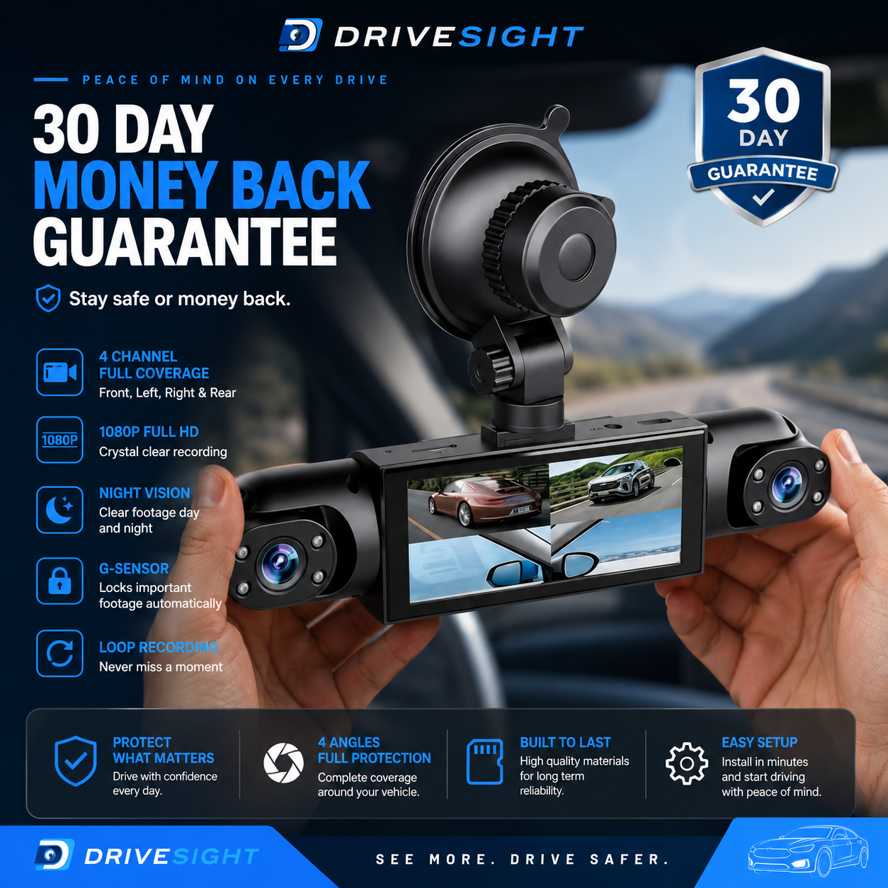 DriveSight 4 Camera Dashcam product image 1