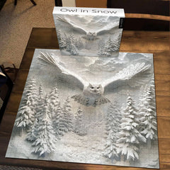 Owl In Snow Jigsaw Puzzle 1000 Pieces