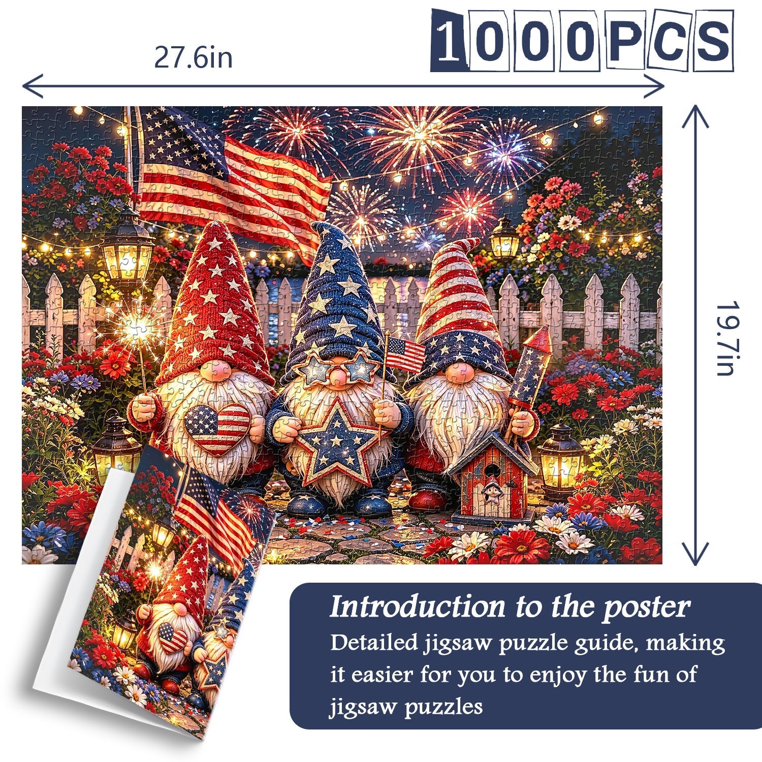 Firework & Flag Gnomes Jigsaw Puzzle 1000 Piece
