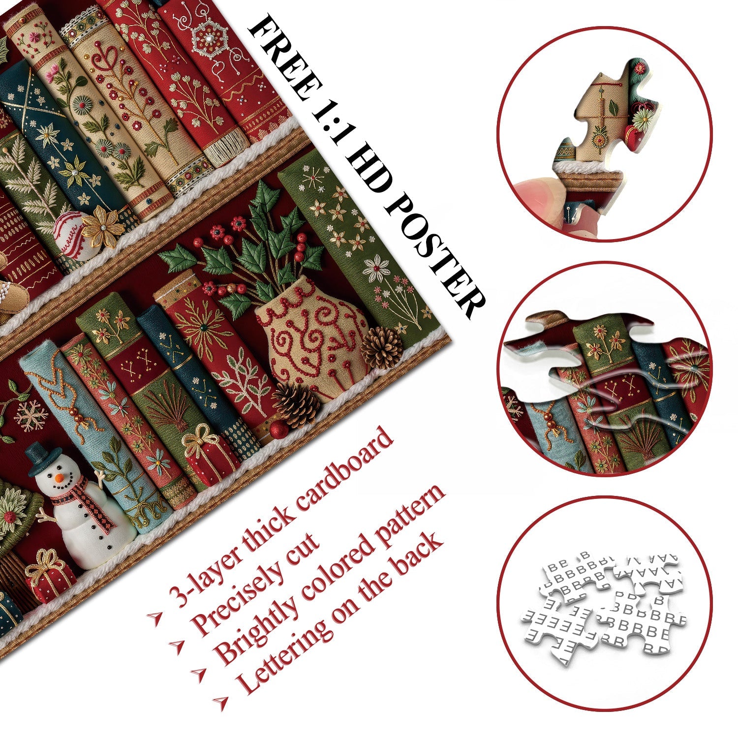 Cozy Christmas Bookshelf Jigsaw Puzzles 500/1000 Pieces