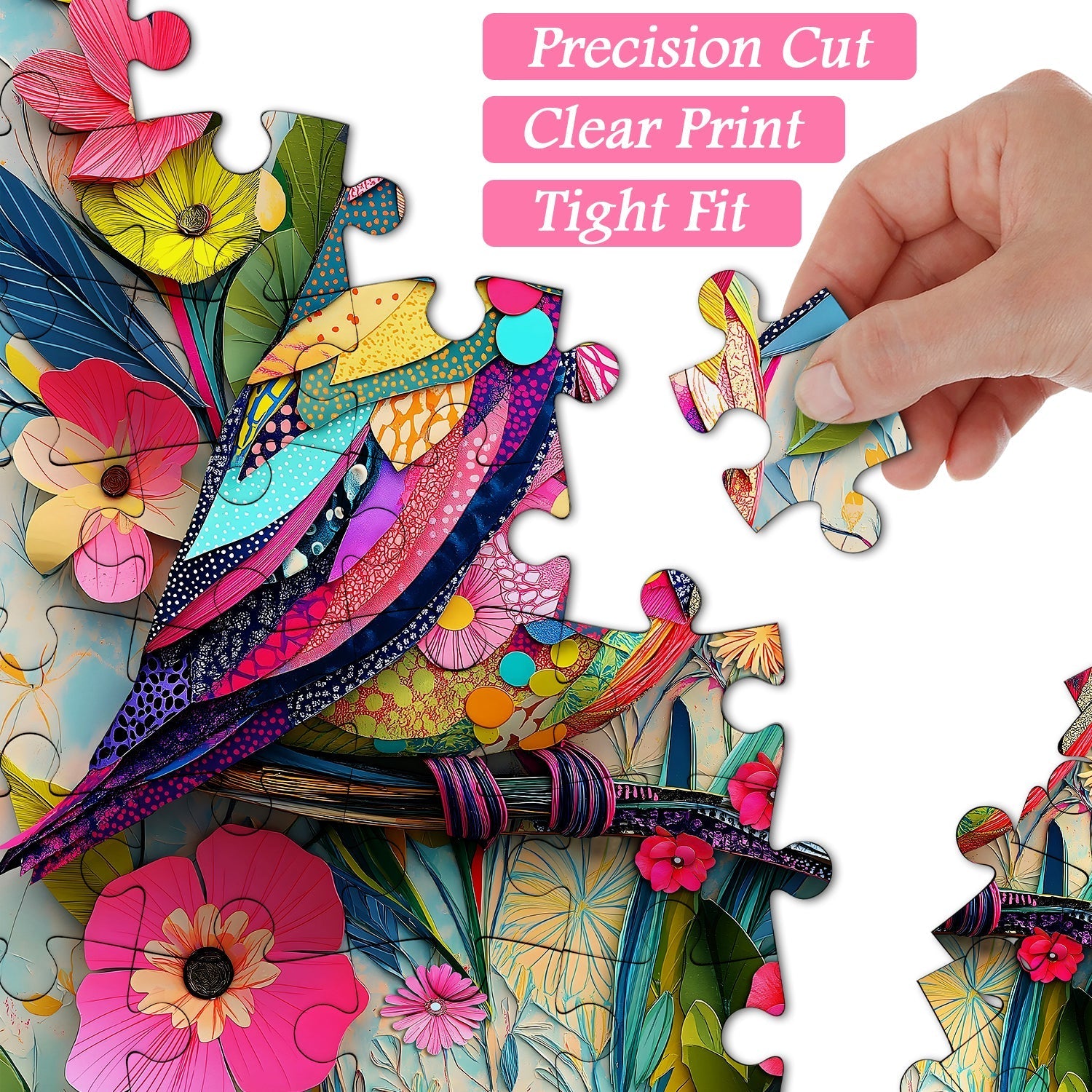 Collage Colorful Bird Jigsaw Puzzle 1000 Pieces