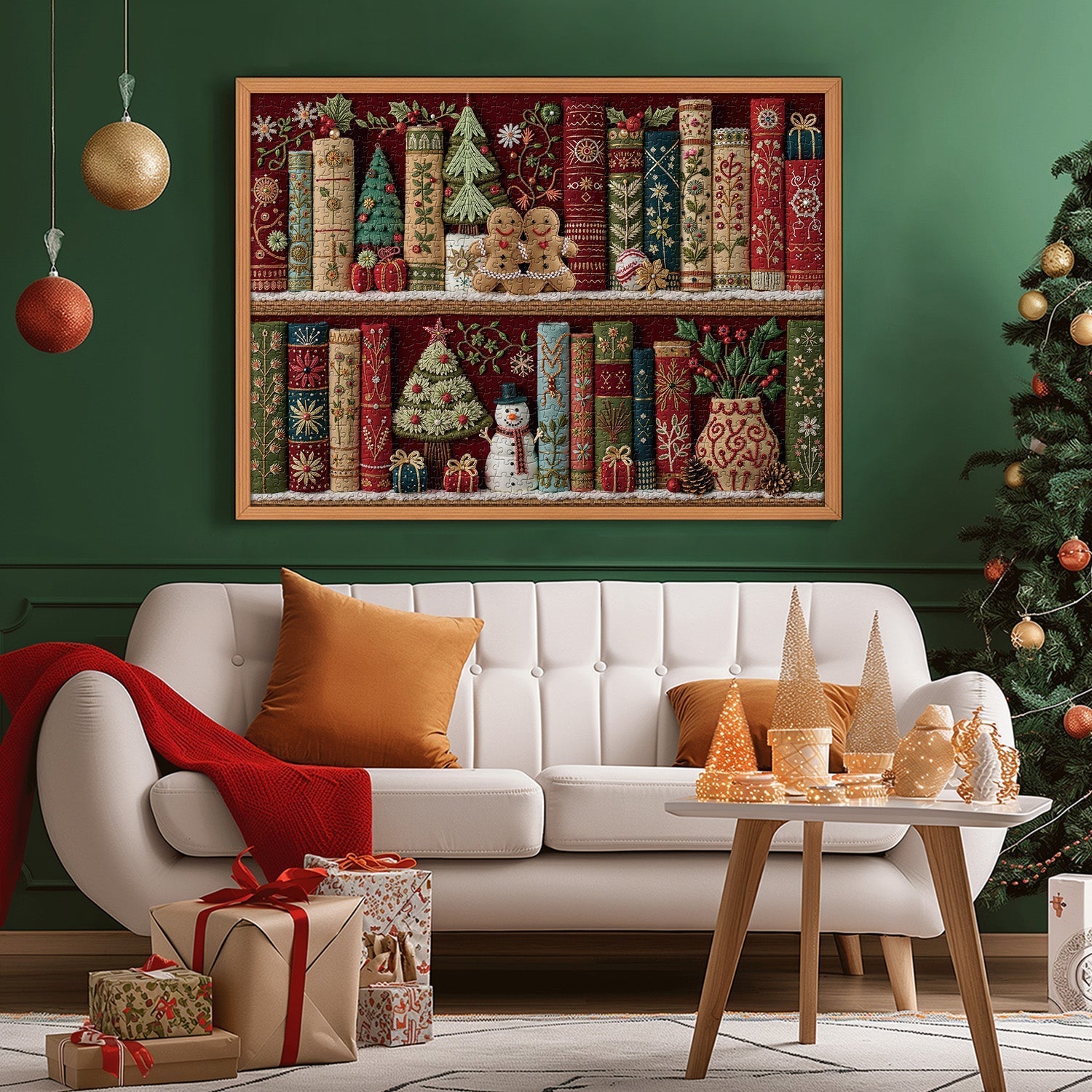 Cozy Christmas Bookshelf Jigsaw Puzzles 500/1000 Pieces