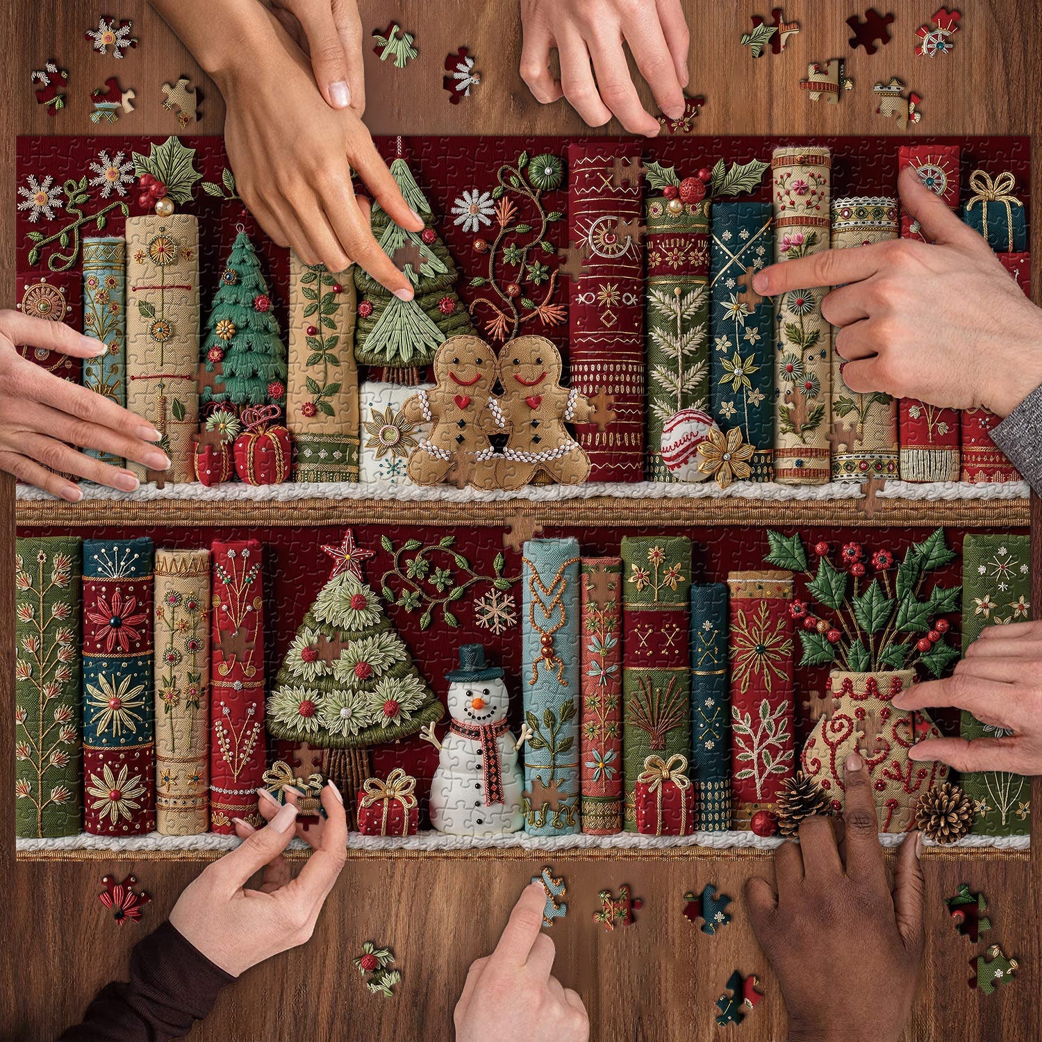 Cozy Christmas Bookshelf Jigsaw Puzzles 500/1000 Pieces