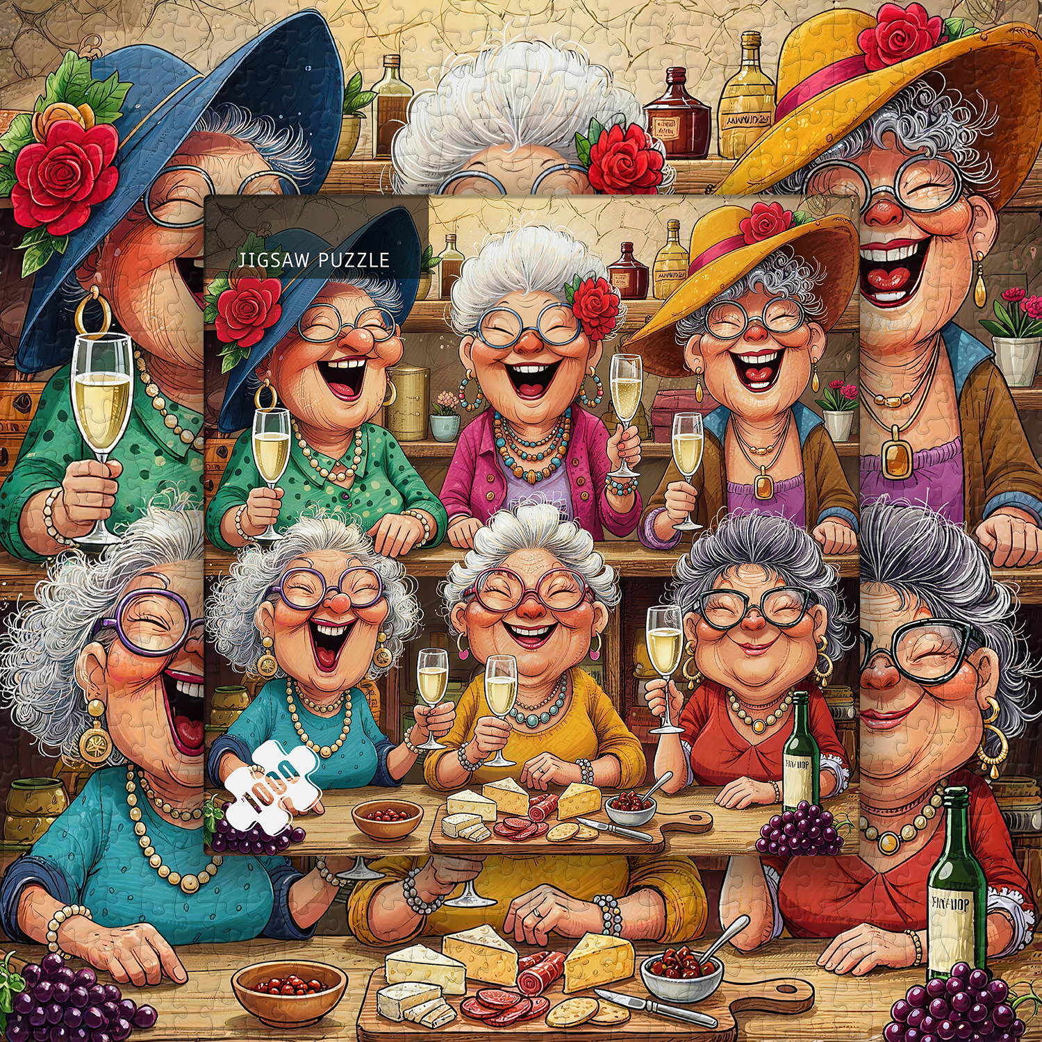 Tipsy Time with Besties Jigsaw Puzzle 1000 Pieces