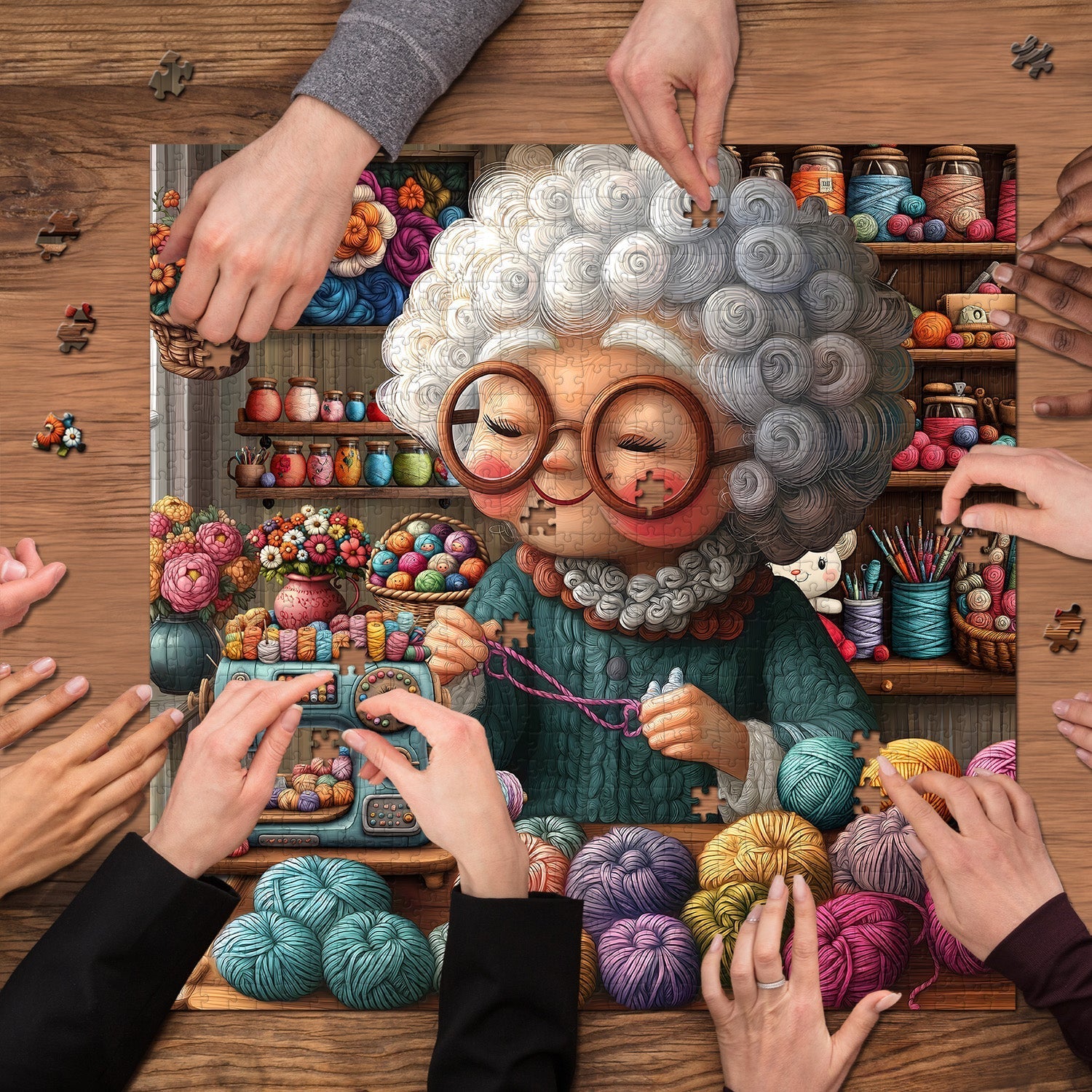 Grandma’s Knitting World  Jigsaw Puzzle 1000 Pieces