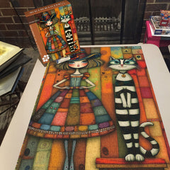 Patchwork Girl & Striped Cat Jigsaw Puzzle 1000 Pieces