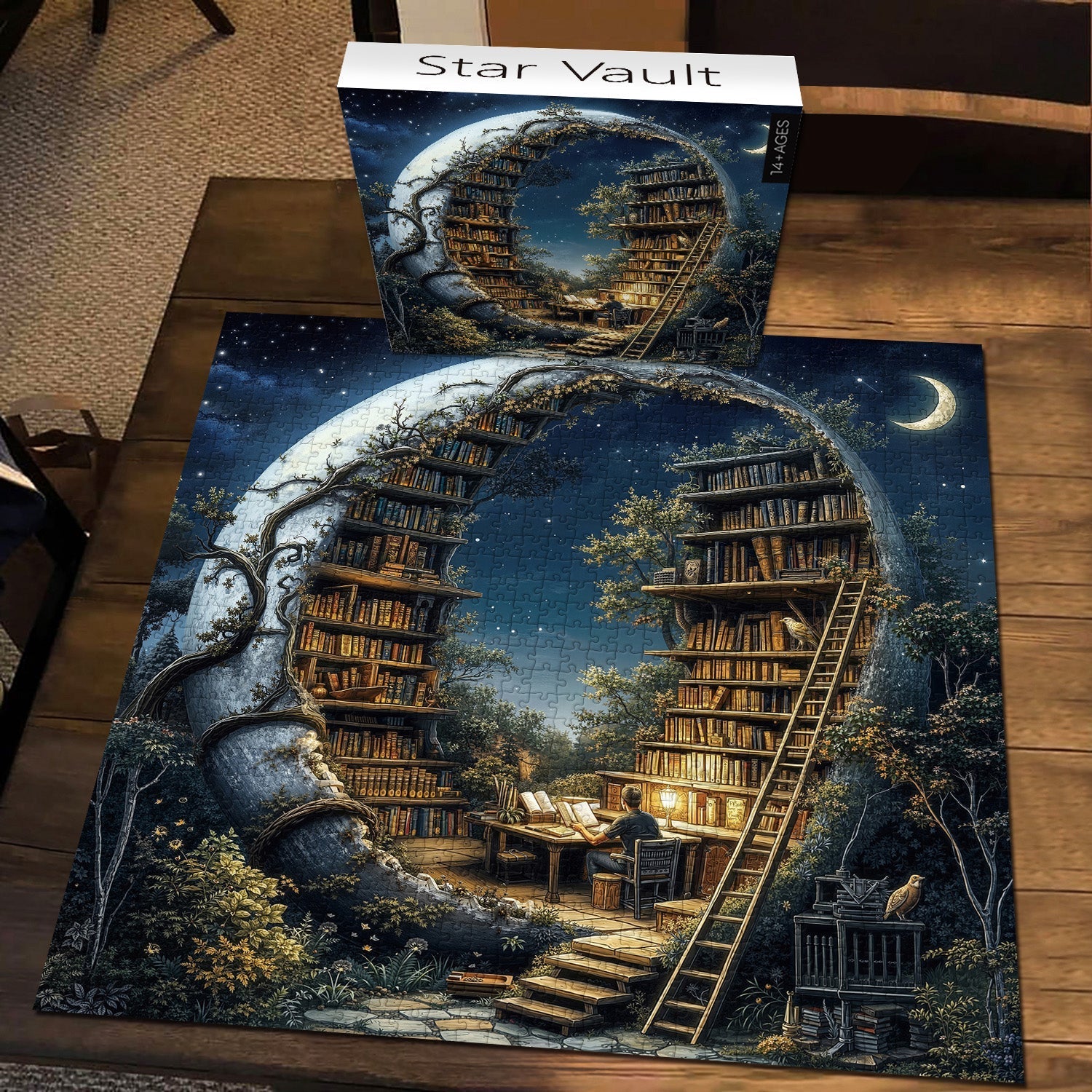Vintage Forest Bookshelf Jigsaw Puzzle 1000 Pieces