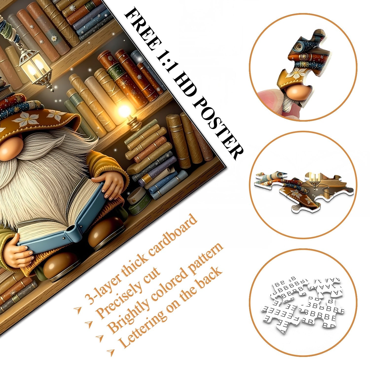 Book Hat Gnome Jigsaw Puzzle 1000 Pieces