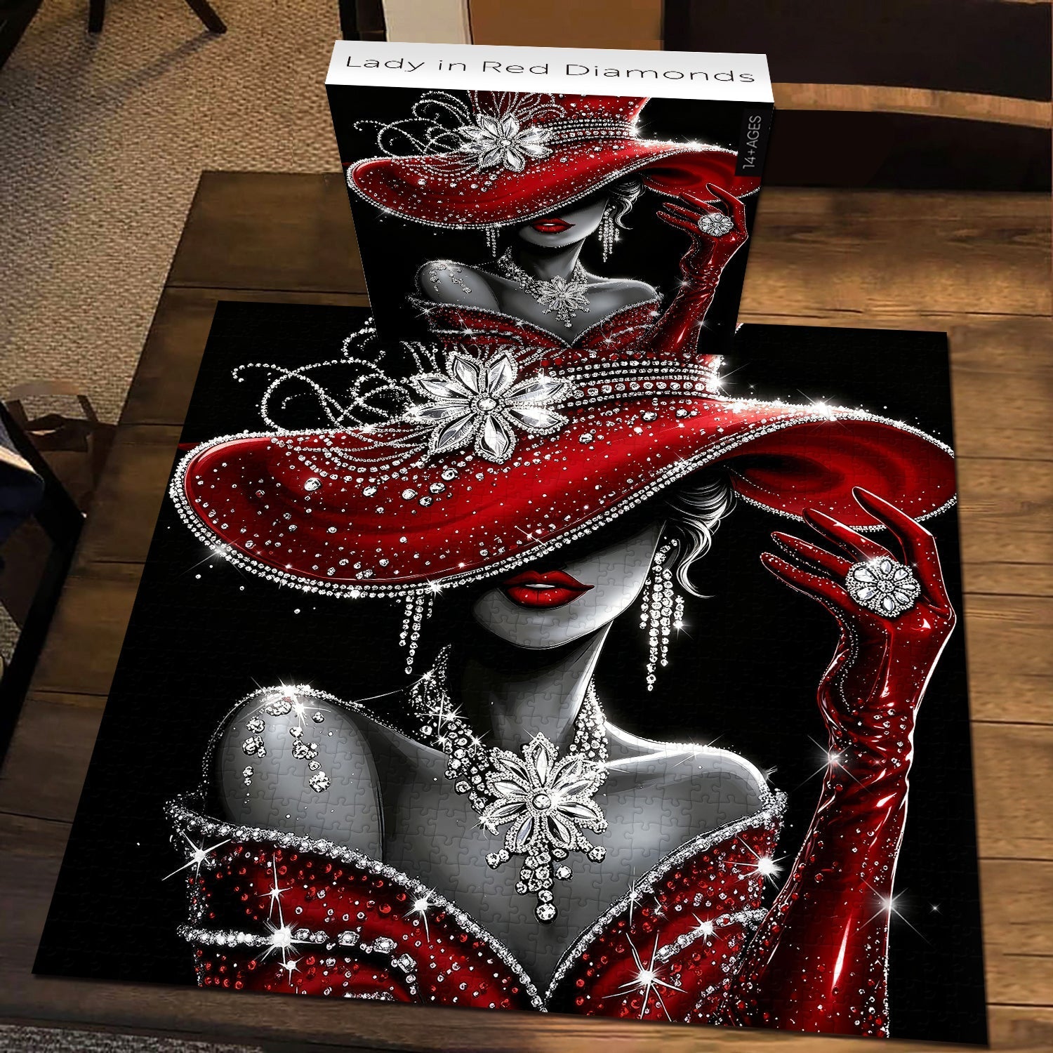 Lady in Red Diamonds Jigsaw Puzzle 1000 Pieces