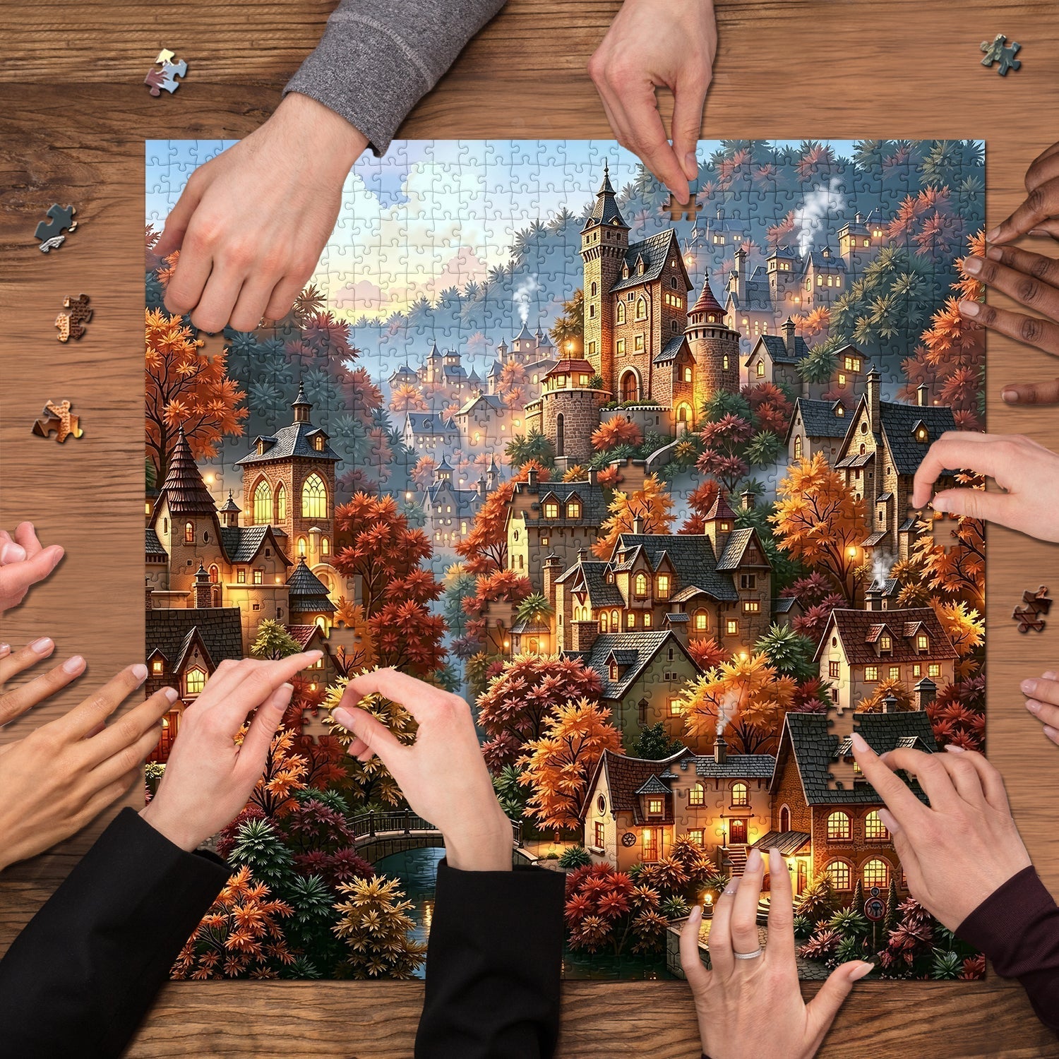 Autumn Mountain Hamlet  Jigsaw Puzzle 1000 Pieces