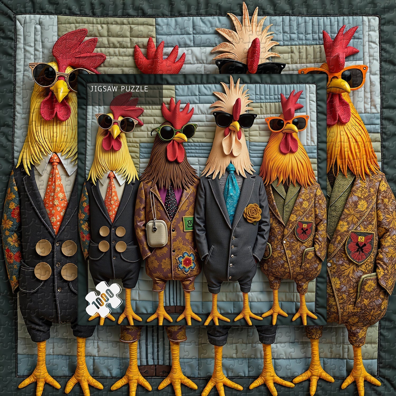 Runway Roosters Jigsaw Puzzle 1000 Pieces
