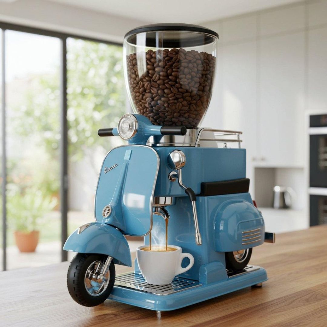 Vespa-Inspired Coffee Maker – Retro Scooter Design Espresso Machine