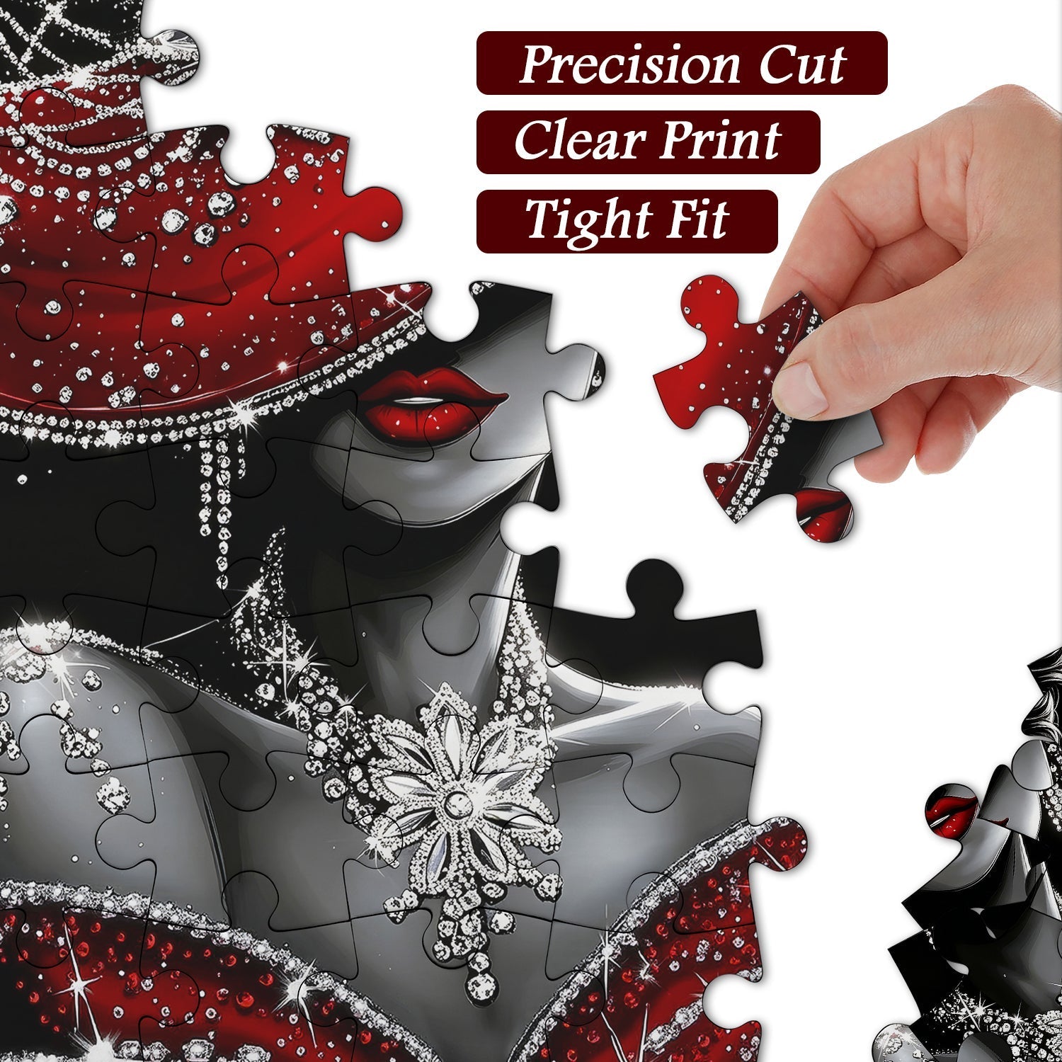 Lady in Red Diamonds Jigsaw Puzzle 1000 Pieces