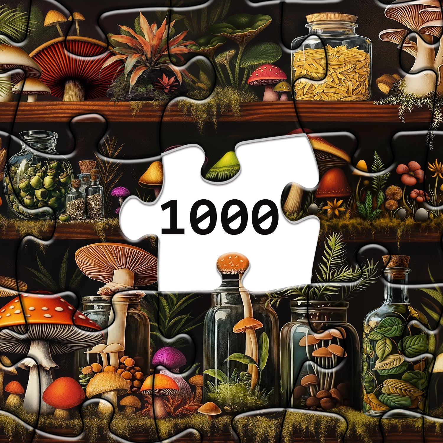 Mushroom Bookshelf Jigsaw Puzzle 1000 Pieces