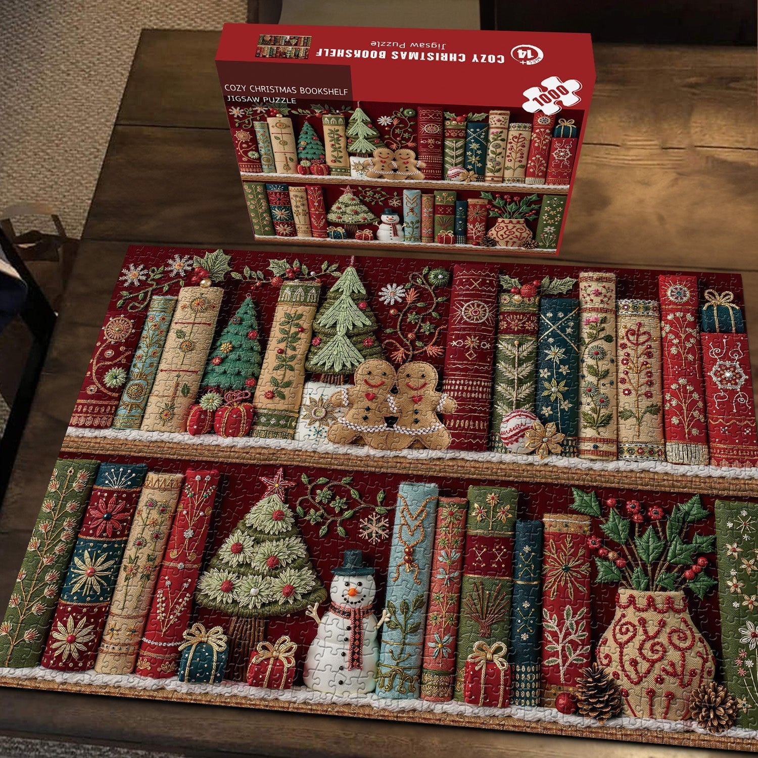 Cozy Christmas Bookshelf Jigsaw Puzzles 500/1000 Pieces