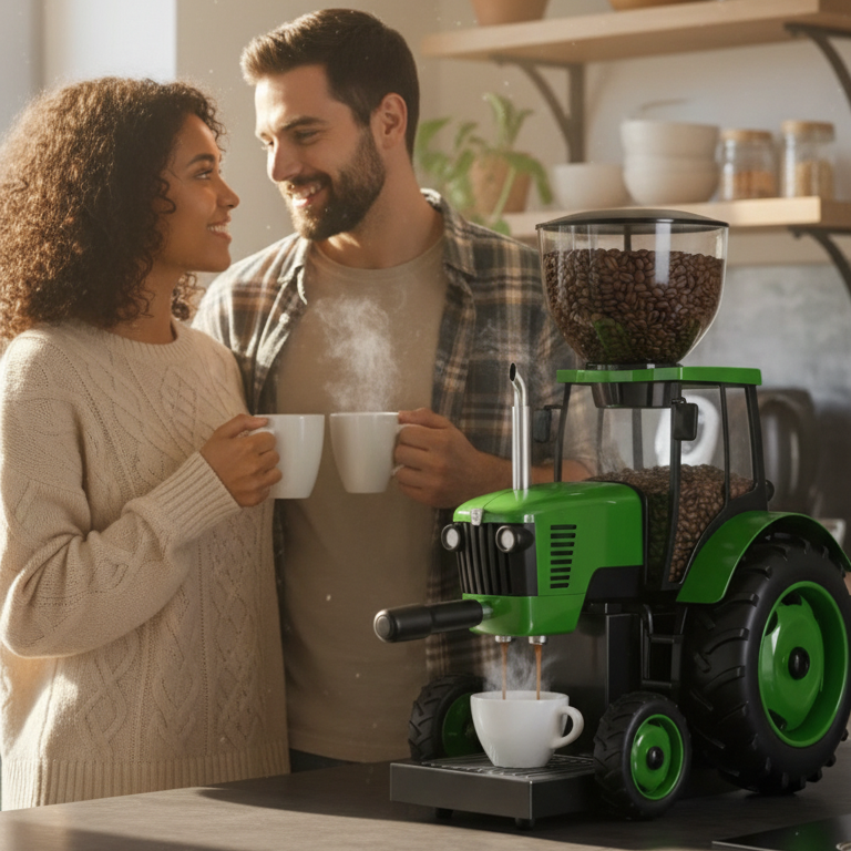 Tractor-Shaped Coffee Maker – Vintage Farm Style Espresso Machine