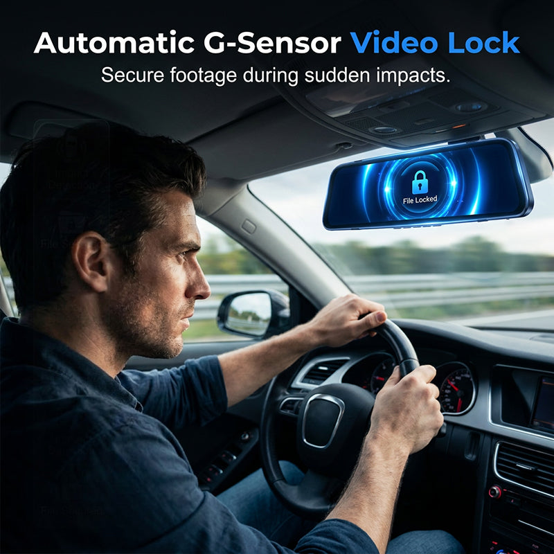 Dual Lens Rearview Mirror Dash Cam display