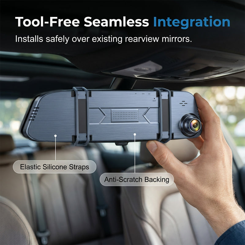 Dual Lens Rearview Mirror Dash Cam driving coverage