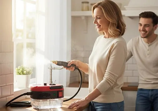 Portable handheld steam cleaner